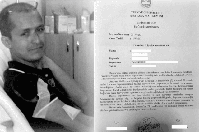 Hasta tutuklu ölümüyle bile Anayasa Mahkemesini ikna edemedi
