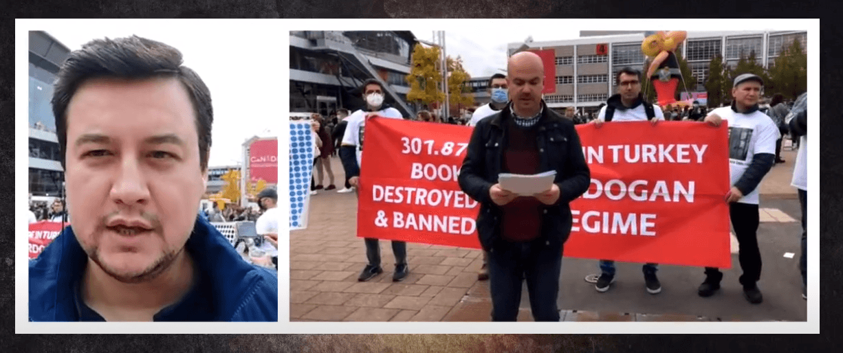 Sürgün gazeteciler, Frankfurt Kitap Fuarı’nda ‘tutsak’ arkadaşları için yürüdü