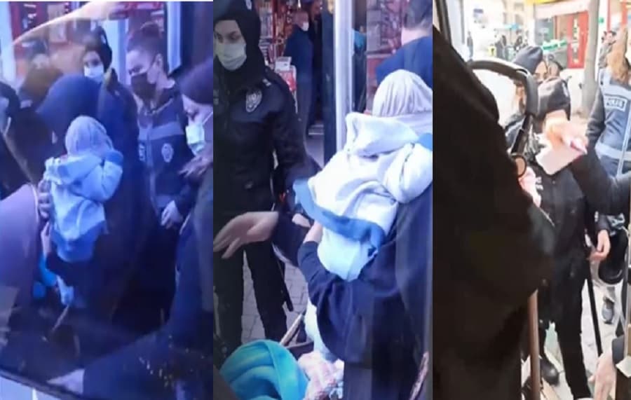 Furkan Vakfı gönüllüsü bebekli kadınlara gözaltı: Polis, tesettürlü kadının başörtüsünü açtı!