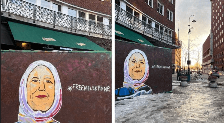Cezaevindeki Melek Anne’nin, resimleri Oslo sokaklarında