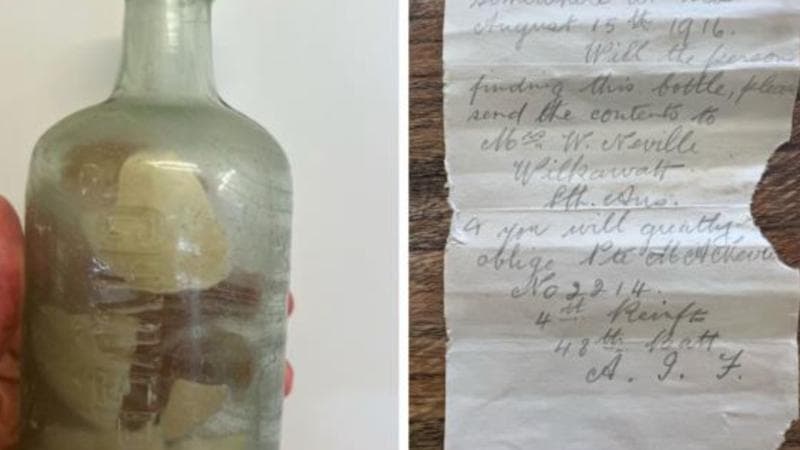 ANZC askerlerinin şişedeki mektupları: 100 yıl sonra Batı Avustralya kıyısında