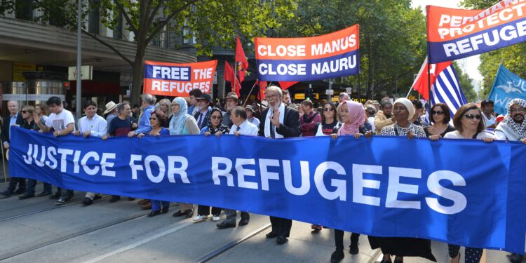 MELBOURNE, AUSTRALIA - MARCH 20:  Thousands of Australian have taken to the streets of Australia during a protest demanding that refugees not be send back to Nauru or Manus Island on March 20, 2016 in Melbourne, Australia.
 (Photo by Recep Sakar/Anadolu Agency/Getty Images)