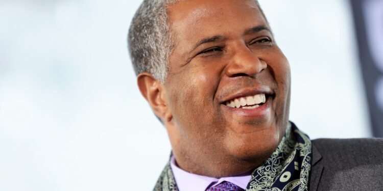 Robert Smith, chairman and chief executive officer of Vista Equity Partners LLC, reacts during a Bloomberg Television interview at the World Economic Forum (WEF) in Davos, Switzerland, on Wednesday, Jan. 20, 2016. World leaders, influential executives, bankers and policy makers attend the 46th annual meeting of the World Economic Forum in Davos from Jan. 20 - 23. Photographer: Simon Dawson/Bloomberg via Getty Images