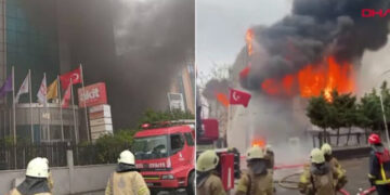 Havuz Medyası Akit’in binası, alevlere teslim oldu