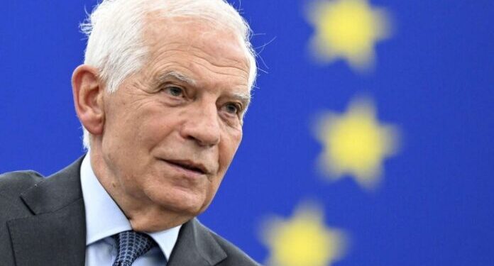 European Union foreign policy chief Josep Borrell speaks during a debate on the need for a coherent strategy for EU-China relations, as part of a plenary session at the European Parliament in Strasbourg, eastern France, on April 18, 2023. (Photo by Frederick FLORIN / AFP)