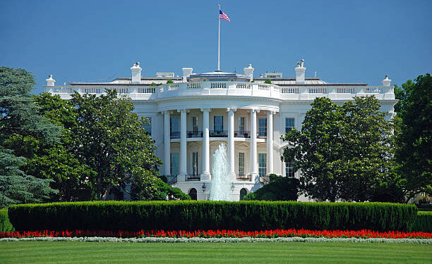 The White House in Washington DC with beautiful blue sky