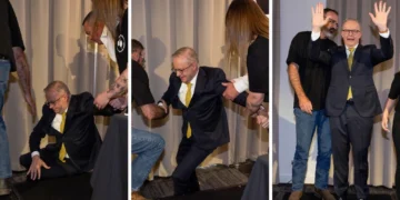 Federal Başbakan Albanese, seçim kampanyası sırasında sahneden düştü