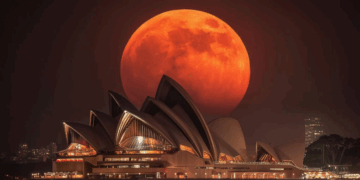 Ay tutulması, Sydney Opera House ile aynı karede