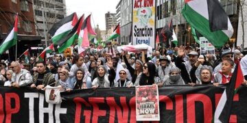 Avustralya’nın dört bir tarafında Gazze’ye destek gösterileri