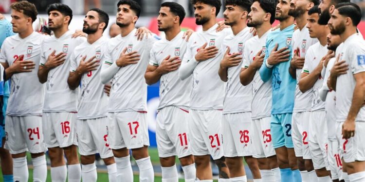Iran players line up for anthem prior to during a FIFA Men’s World Cup 2026 Group Stage football match between Belgium and Iran at Los Angeles Stadium, in Inglewood on June 21th 2026 (Photo by Nayra Halm/SPP) (Photo by Nayra Halm/SPP/Sipa USA)
